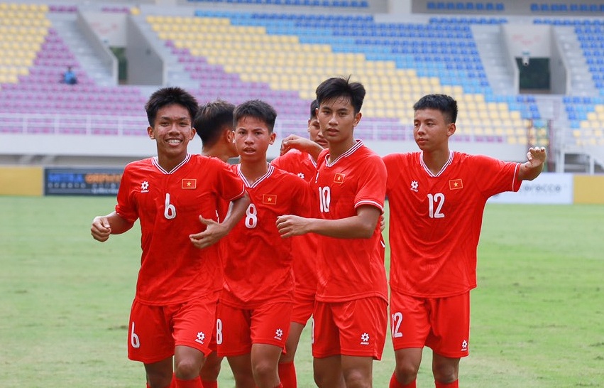 U16 Việt Nam đã tạo cách biệt an toàn. Ảnh: VFF