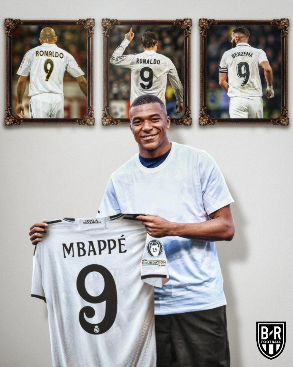 Mbappe sẽ mặc áo số 9 tại Real Madrid. Ảnh: BR Football