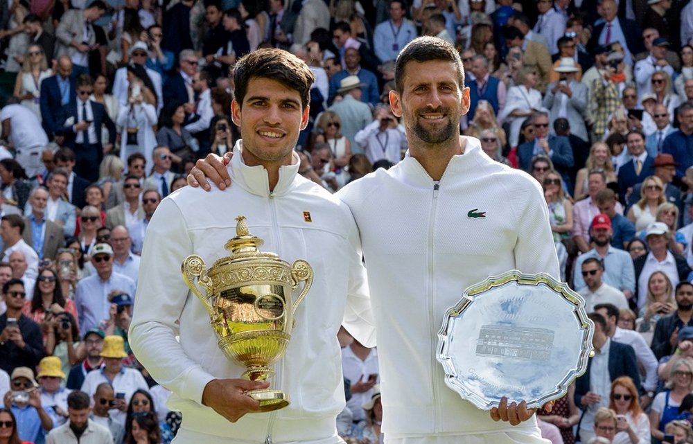 Alcaraz thắng Djokovic năm thứ hai liên tiếp tại chung kết Wimbledon. Ảnh: Wimbledon