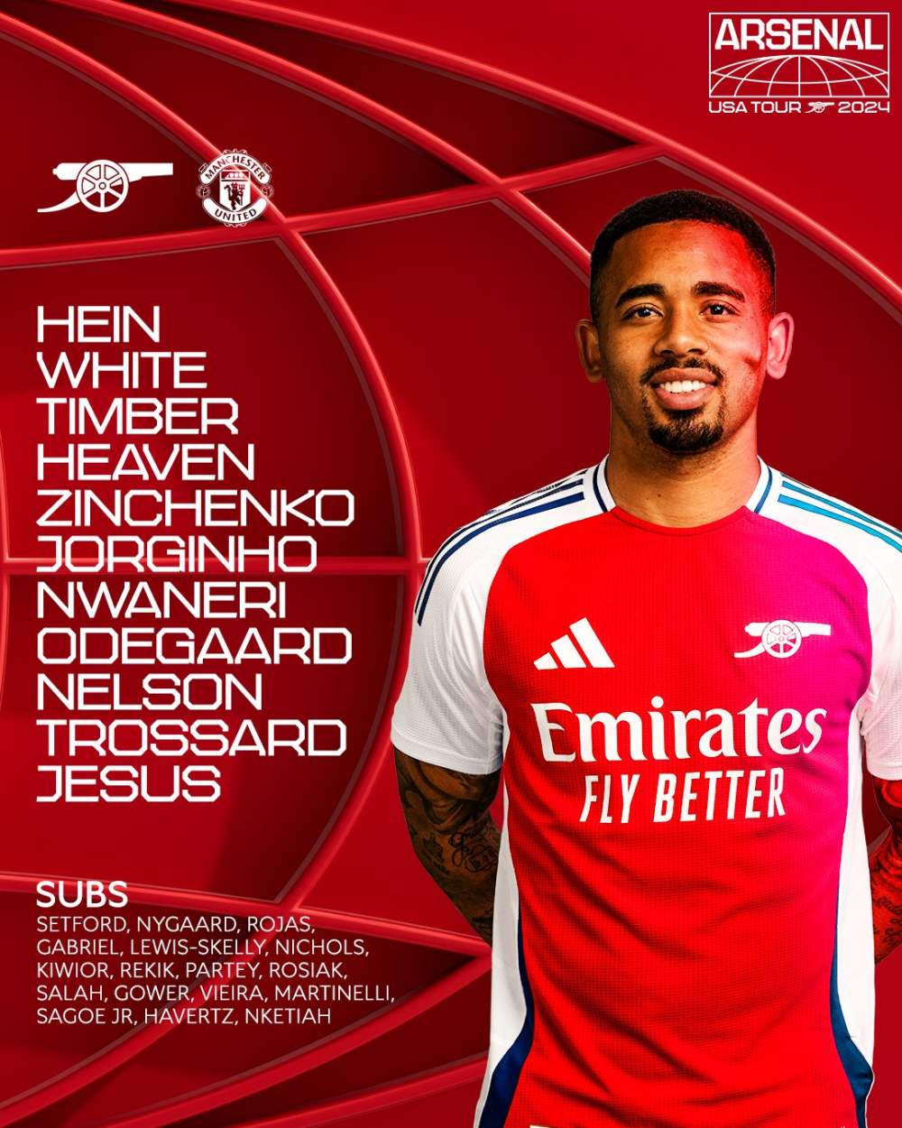 Đội hình xuất phát Arsenal. Ảnh: Arsenal FC