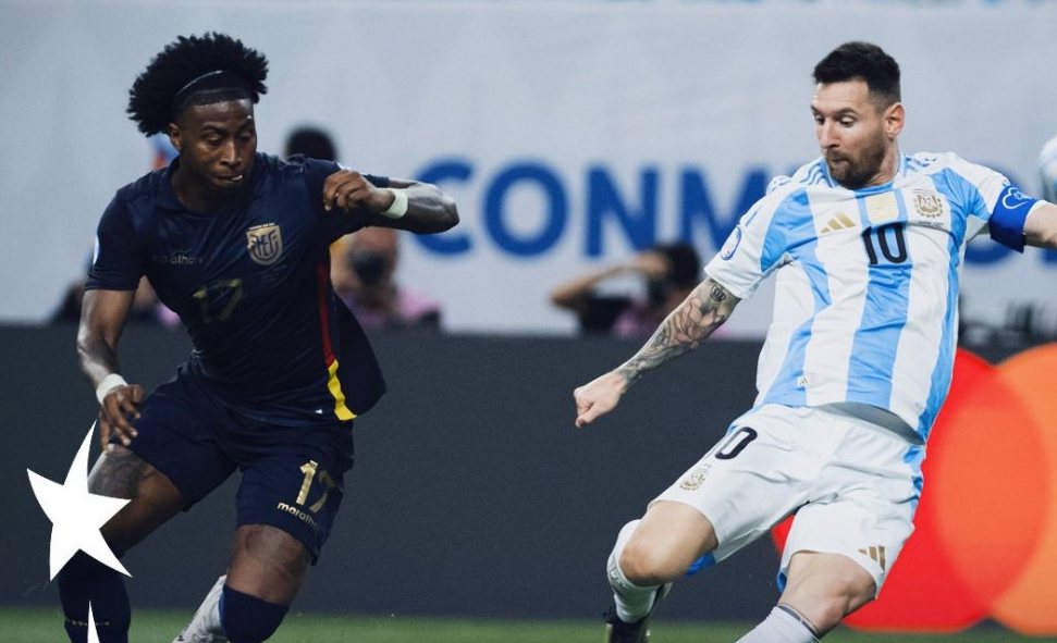 Messi không thể hiện được nhiều trước Ecuador và đá hỏng quả sút luân lưu đầu tiên. Ảnh: Copa America