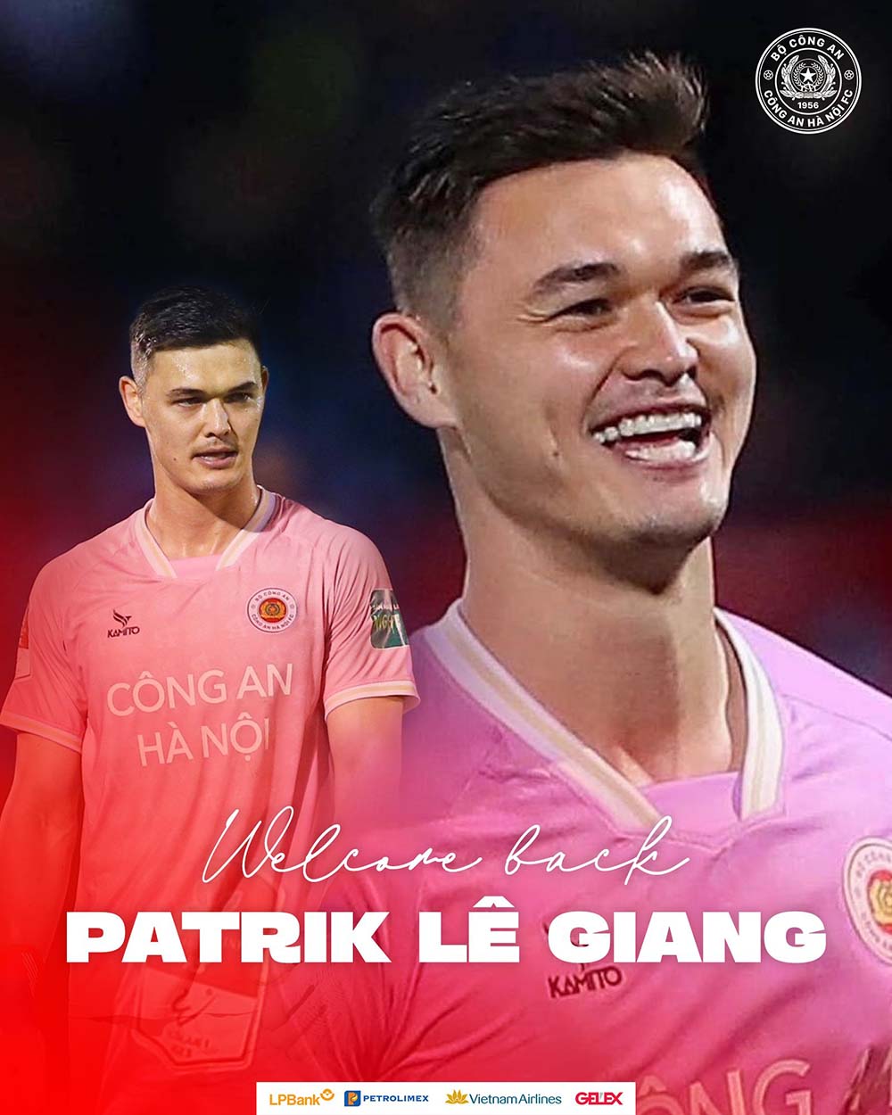 Hình ảnh chào mừng sự trở lại của Patrik Lê Giang. Ảnh: CAHN FC