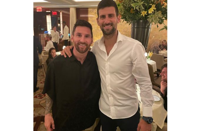 Tấm ảnh hiếm hoi Messi và Djokovic chụp chung được công khai. Ảnh: Instagram nhân vật